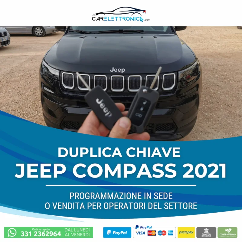 Carelettronica elettrauto andria duplica chiave jeep compass 2021 o vendita chiave vergine per operatori del settore
