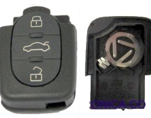 Guscio radiocomando auto Audi A2, A3, A4, 3 tasti, alloggio pila CR1616.
Ub. I10