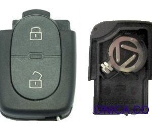 Guscio radiocomando auto Audi A2, A3, A4, 2 tasti, alloggio pila CR1616.
Ub. K7