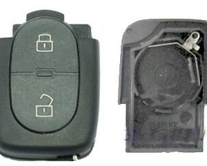 Guscio radiocomando auto Audi A2, A3, A4, 2 tasti, alloggio pila CR2032.
Ub. K8