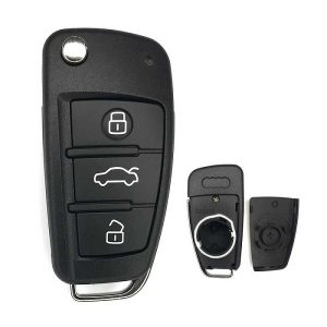 Guscio radiocomando auto Audi A3 8V, 3 tasti, con lama HU66.
 Ub. L9
