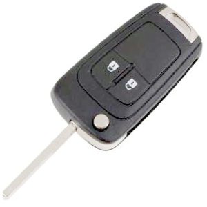 Guscio radiocomando auto Chevrolet Aveo, Cruze, Orlando, Trax, 2 tasti, con lama HU100.
 Ub. D14