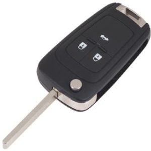 Guscio radiocomando auto Chevrolet Aveo, Cruze, Orlando, Trax, Malibu, 3 tasti, con lama HU100.
 Ub. D15