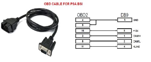 Cavo OBDII per BSI PSA.
Ub. Z9