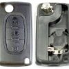 Guscio radiocomando auto Peugeot, 3 tasti, senza lama.
 Ub. J17