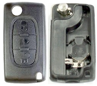 Guscio radiocomando auto Peugeot, 3 tasti, senza lama.
Ub. J17