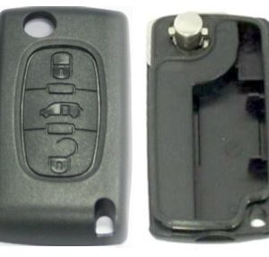 Guscio radiocomando auto Peugeot, 3 tasti, senza lama.
Ub. I17