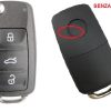 Guscio radiocomando auto Volkswagen, 3 tasti, con lama HU66. Ub. E14