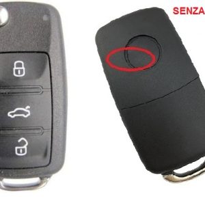 Guscio radiocomando auto Volkswagen, 3 tasti, con lama HU66. Ub. E14