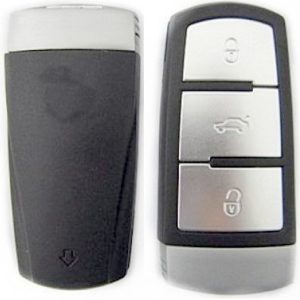 Guscio radiocomando chiave smart key auto Volkswagen, 3 tasti, con lama emergenza HU66.
Ub. O2